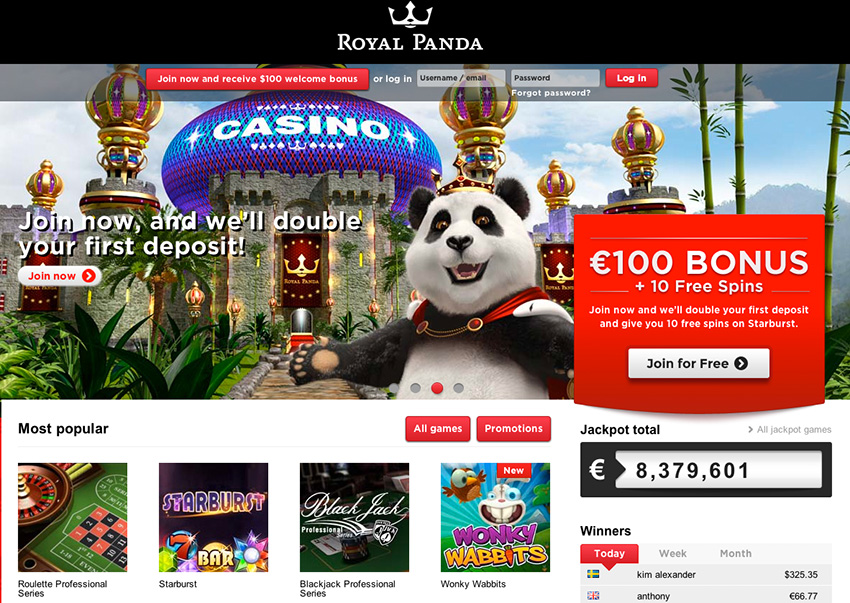  Casinos 2014 | Royal Panda Casino Review | 10 No Deposit Free Spins