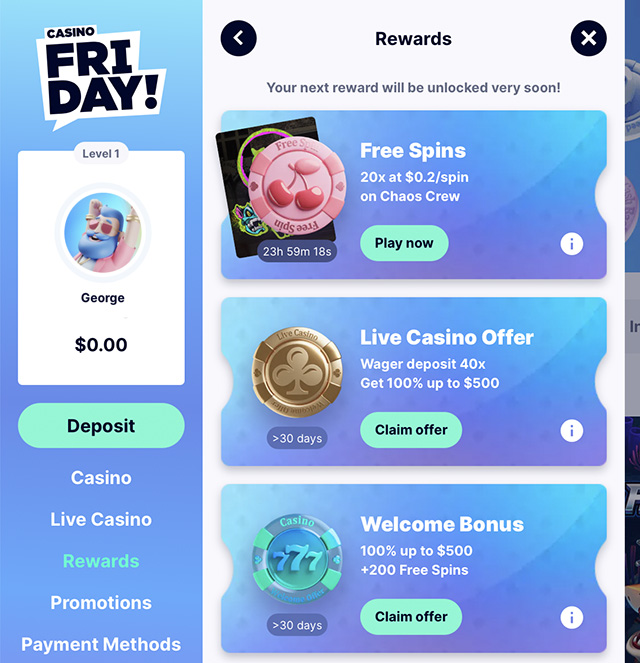 Casino Friday Free Spins without deposit
